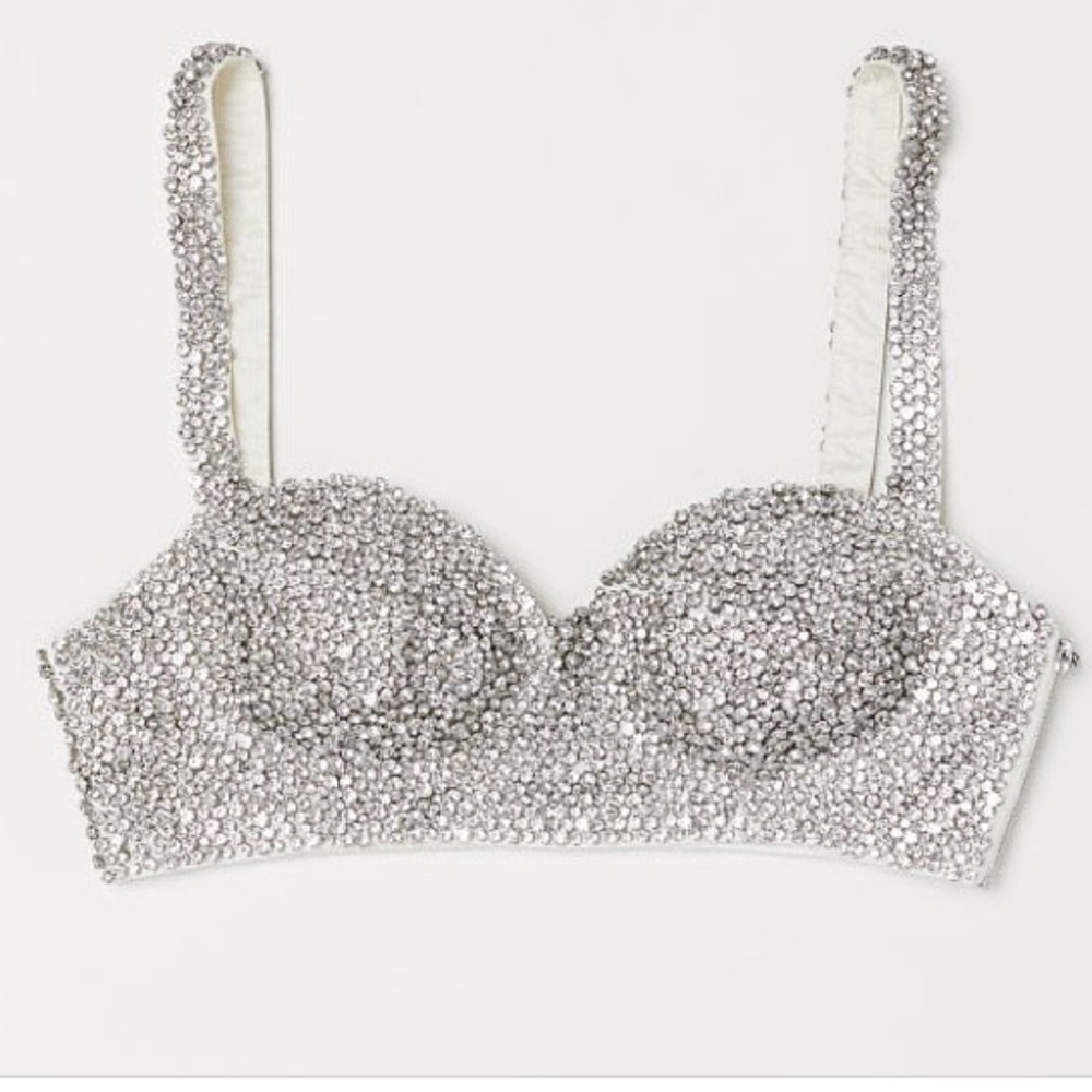 h&m x moschino crystal bustier